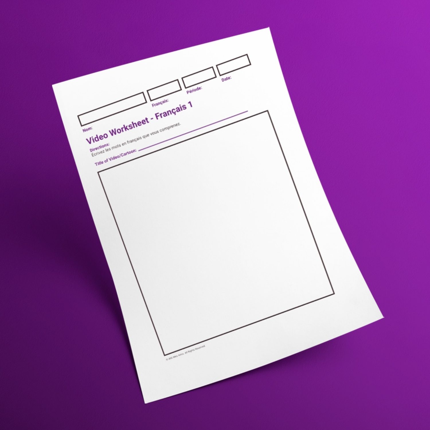 Video Worksheet World Languages