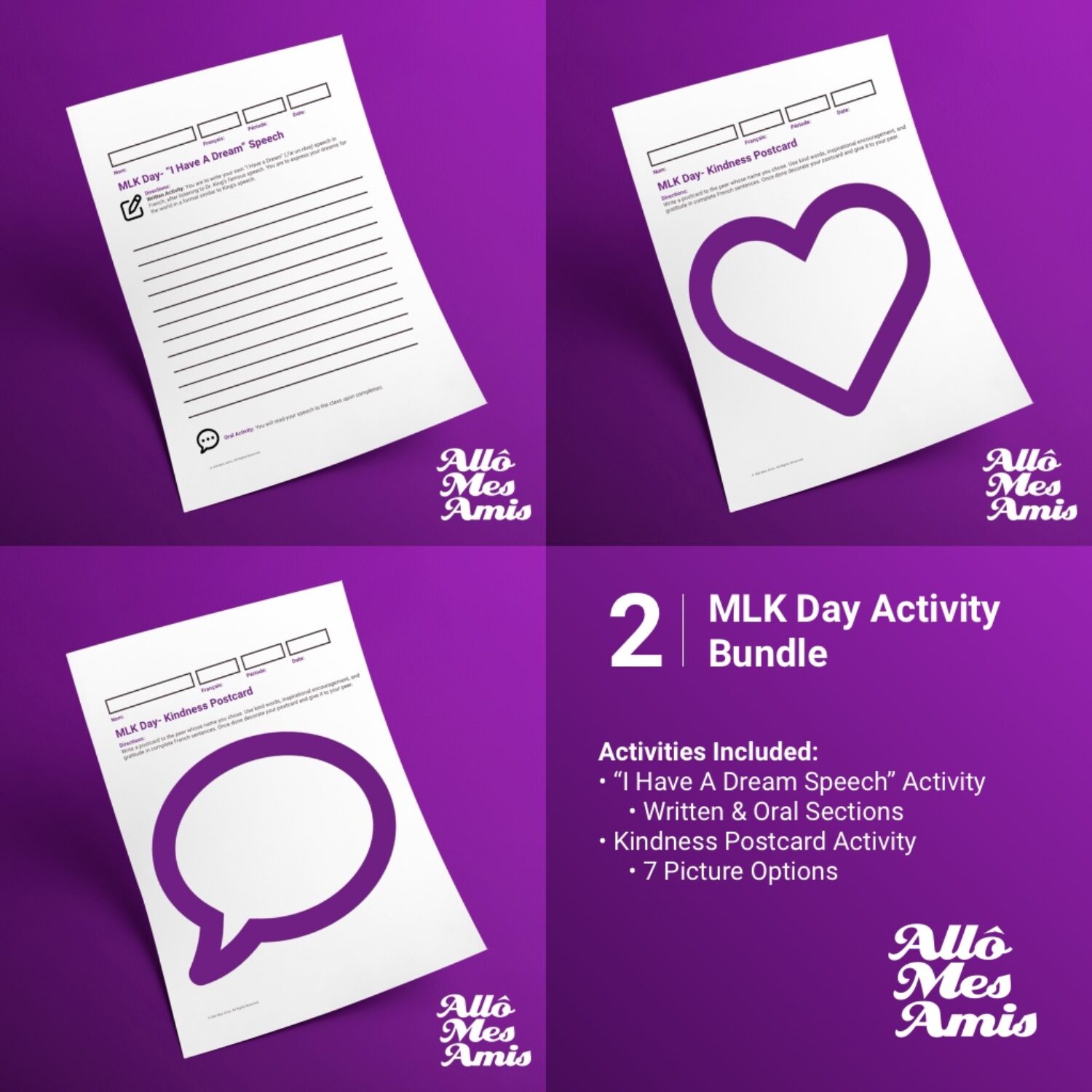 Martin Luther King Day Activities - French